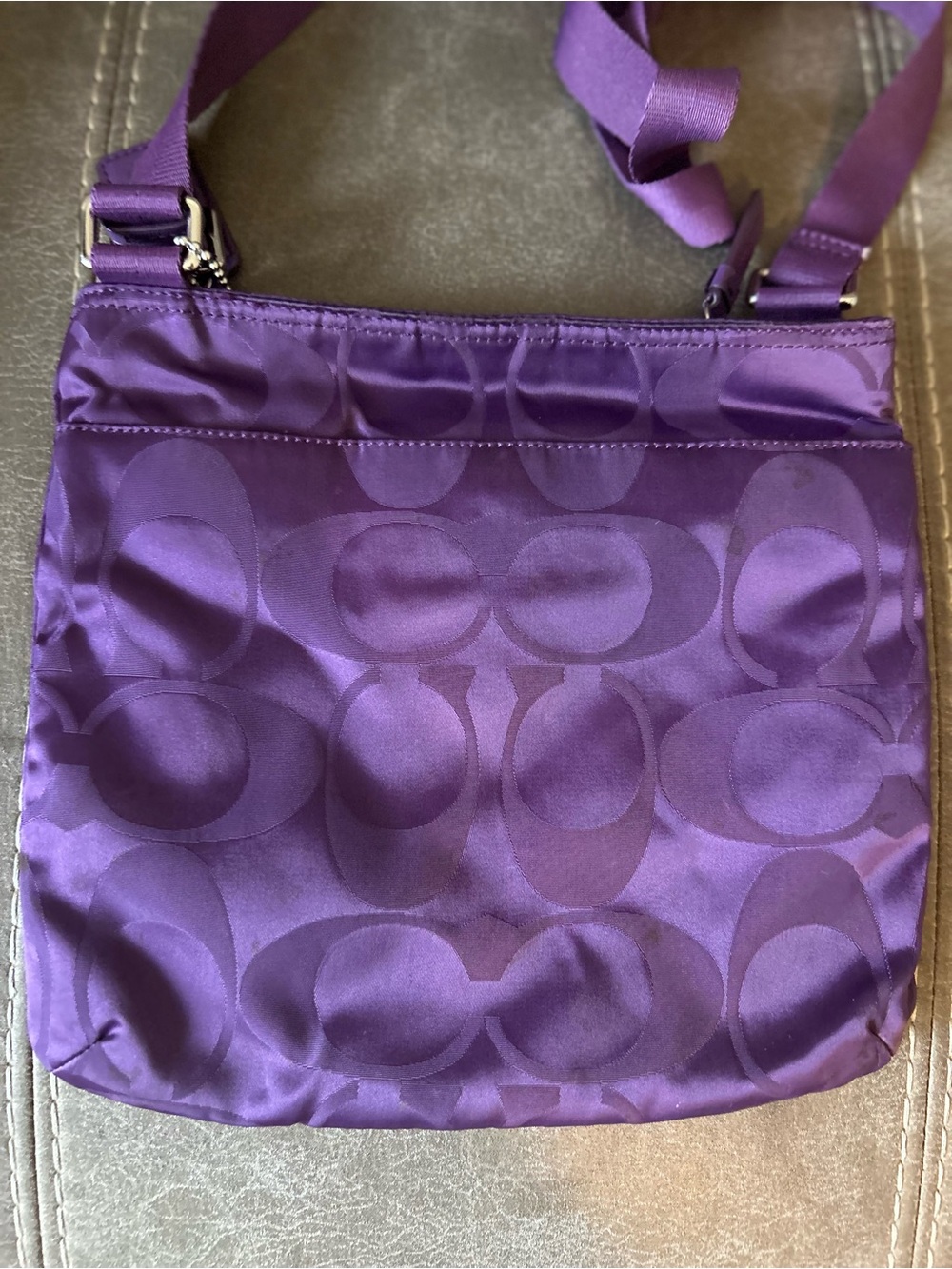 Coach Purple Signature Getaway Nylon Crossbody - Picture 5 of 6